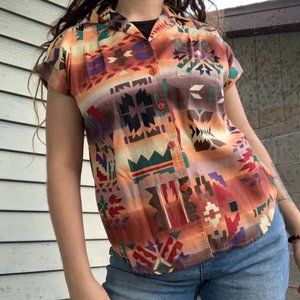 Caliche | Aztec Print Vintage Blouse | Size M